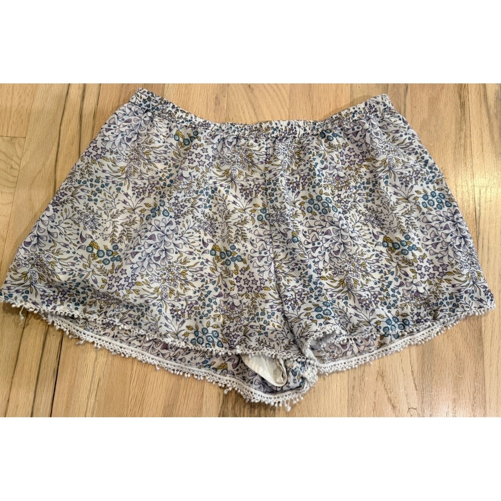 Women's SUN & SHADOW Blue Pink Purple Floral Pajama Shorts Sleep Lounge S